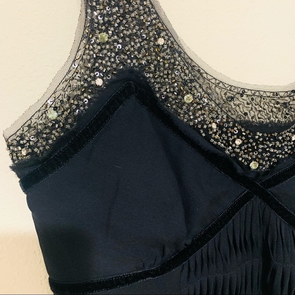 BCBGMAXAZRIA 100%Silk Beading Chiffon BlackDresses Y2K babydoll size 4 luxury - Picture 5 of 10